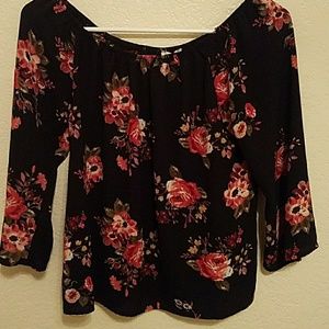 Black floral blouse